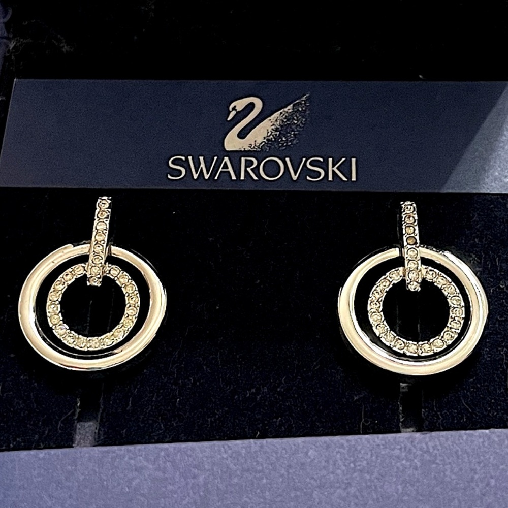 SWAROVSKI Crystal Circular Drop, Pierced Earrings